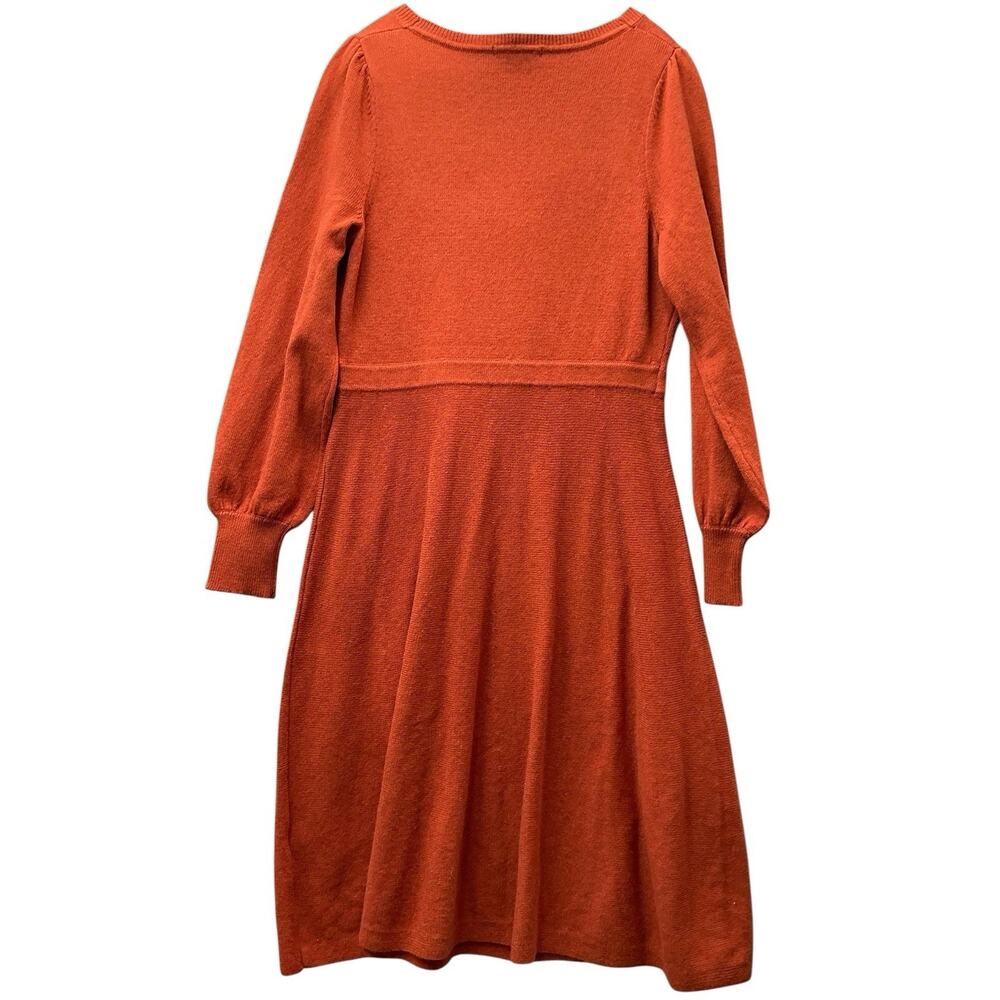 Boden Rust Orange Ribbed Knit Scoop Neck Midi Dress Womens US 12R - Picture 5 of 13